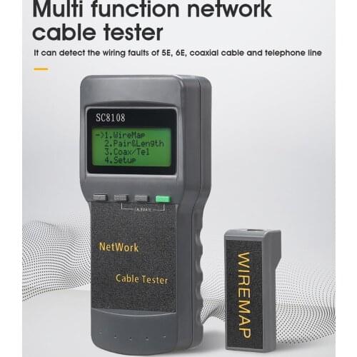 SC8108 Portable LCD Wireless Network Tester Meter&LAN Phone Cable Tester & Meter With LCD Display RJ45
