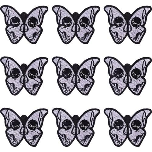 Pulaqi 10PCS Punk Patch Butterfly Wholesale Patches Iron On Patches For Clothing Skeleton Stripe Wholesale Dropship Custom Patch