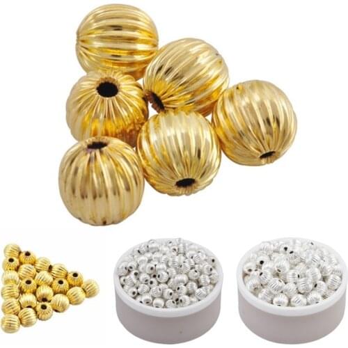 SALE 8mm 6mm Golden Silvery Watermelon shape Beads DIY Handmade Jewelry Beads
