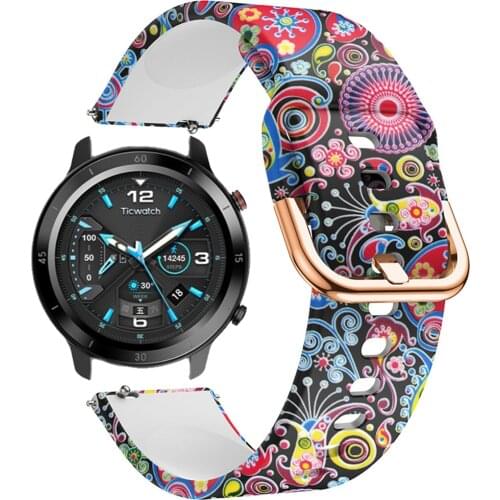 18MM 20MM 22MM Printing Silicon Strap For Ticwatch Pro/E2/S2 Smart Watch Quick Release Band For TicWatch E Tic Watch 2 C2 Correa