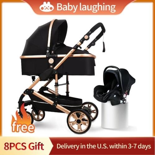 Luxury High Landscape Baby Stroller 3 in 1 With Car Seat Folding Baby Carriage for 0-3 Years Two Way Newborn Pram