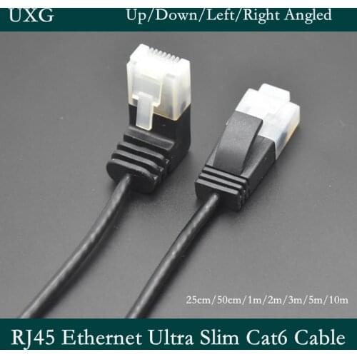 90 Degree Ethernet Ultra Slim Cat6 Cable RJ45 Right Angle UTP Network Cable Patch Cord Cat6a Lan Cables for TV BOX Laptop Router