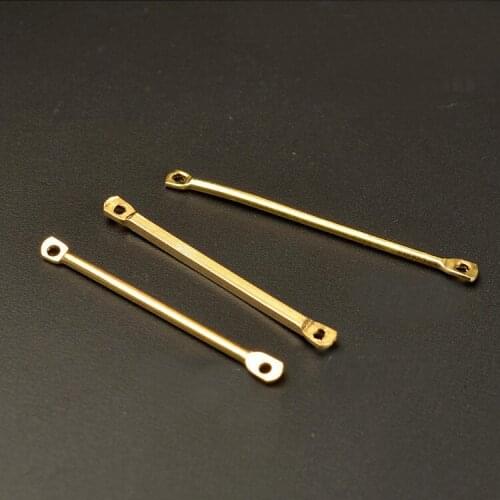 100 PCS 20/25/30/35/40mm Length Metal Raw Brass Gold Rhodium Stick Connectors With 2 Hole Long Pendant For Jewelry Making
