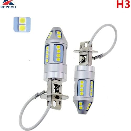 Keyecu 2x 12V H3 6000K 30SMD 3030 White Super Bright Fog Light Daytime Running Light
