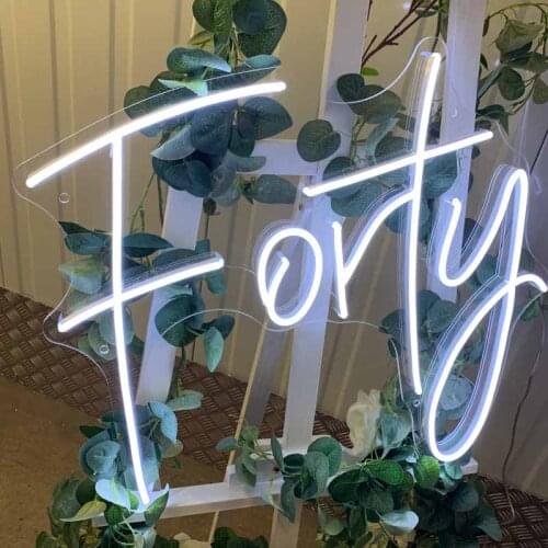 Custom led forty Happy Birthday flexible Neon Light Sign Decoration Home Bar Wall Bedroom Party Decorative Cool Neons Lamp