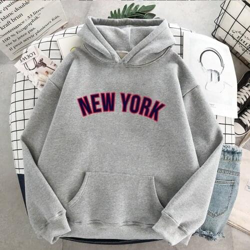 New York Letter Sweatshirt Gothic Punk Plus Size Vintage Fashion Loose Harajuku Fun Female Ulzzang Long Sleeve Hooded Sweatshirt
