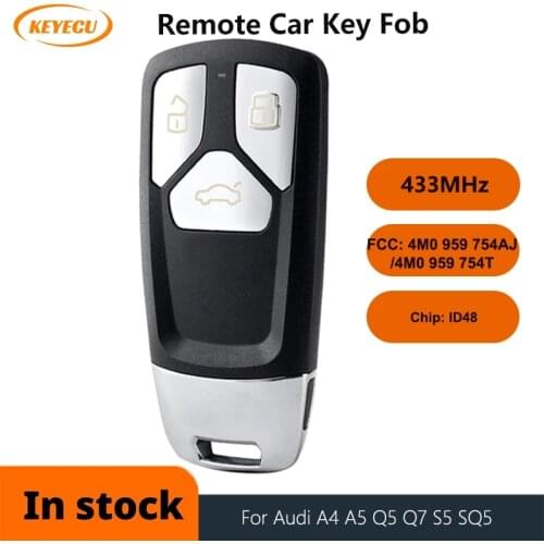 KEYECU Smart Remote Car Key Fob 3 Buttons 433MHz for Audi TT A4 A5 Q5 Q7 S5 SQ5 2016 2017 2018 2019 P/N: 4M0959754AJ 4M0959754T