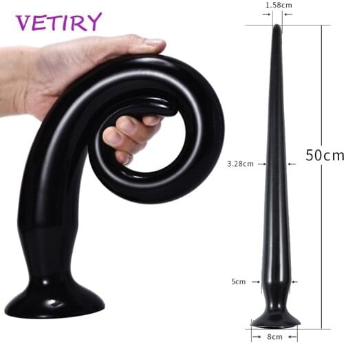VETIRY 50cm Super Long Anal Plug Prostate Massager Snake Dildo Anus Dilator Masturbator Sex Toys for Man Woman Gay Butt Plug