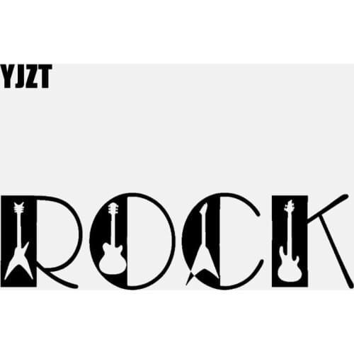 YJZT 13.5CM*3.7CM Creative Musique Guitare Rock Vinyl Black/Silver Car Sticker C22-0759