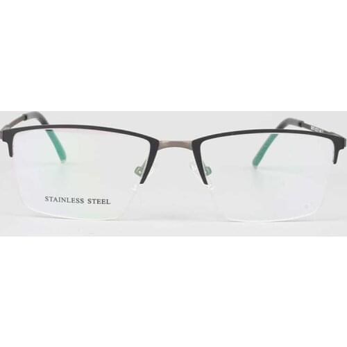 YOUTOP Half-rim Mens Square Fashion Rrectangle Eyeglasses Males Business Striped Stainless Steel eyewear Frame S8270