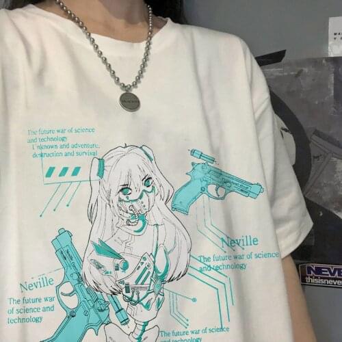 Sweet punk T-shirt women summer 2021 Korean ins Japanese Harajuku style hot anime print loose student short sleeve shirt