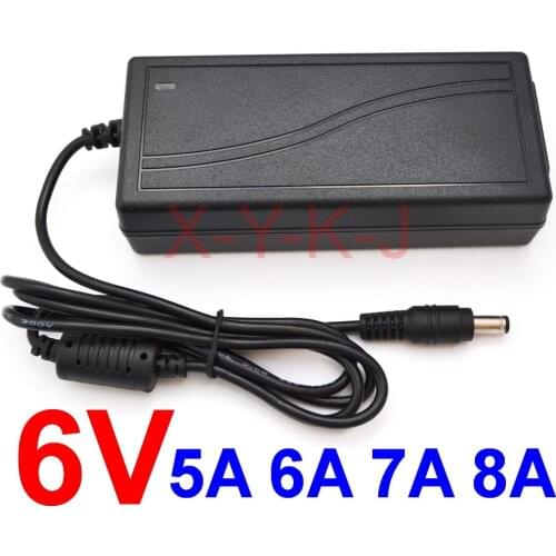1PCS 6V 5A 6V 6A 6V 7A 6V 8A High quality IC solutions AC 100V-240V Switch power supply, adapter, DC 5.5mmx2.1mm-2.5mm