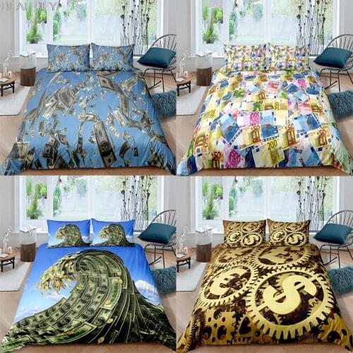 2021 3D Modern Bedding Set Dollar Motif Printed Duvet Cover Vivid Comforter Cover Money Maths Pattern Funny Various Sizes