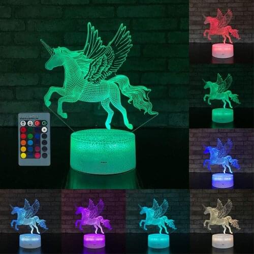 Remote /Touch Control 3W 16 Color Remote 3D LED Night Light Unicorn light Desk Lamp Table Decoration Light Xmas Gifts For Kids