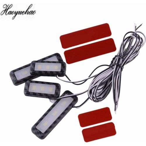 4pcs Car Door Handle Decoration Lights Universal LED Lamp Ambient Light for Door Storage Boxes Interior Car Gadget Accessories