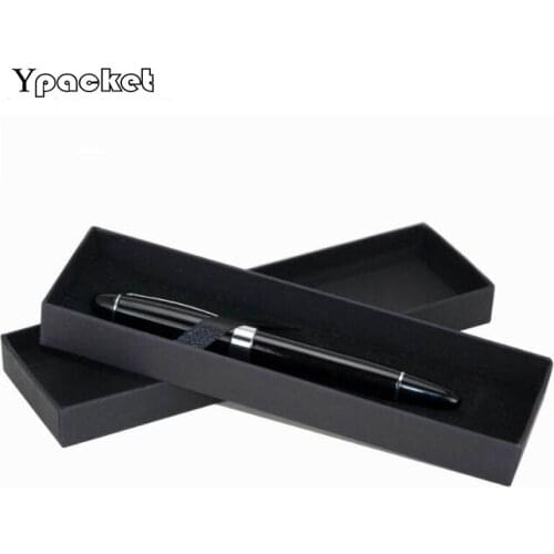 50pcs/Lot Black Rectangle Gift Pen Packaging Boxes Pendant Mini Watch Paper Carrying Cases 17.5x5x2.5cm