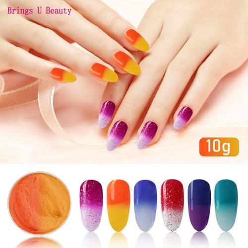 6 in 1 Very Fine Temperature Changed Dipping Powder Kit Set Blue Green Easy Operate Natural Dry Without Lamp Cured 10g/box