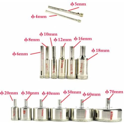 14 pcs/set 4-70mm Diamond Tool Drill Bit Hole Saw Glass Ceramic Marble Tile Kit for Gl,Ceramics,Porcelain