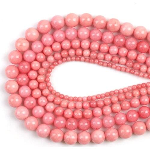 Angelite Pink Chalcedony Jades Beads Round Natural Loose Stone For Jewelry Making DIY Bracelet Accessories 15''4/6/8/10/12mm
