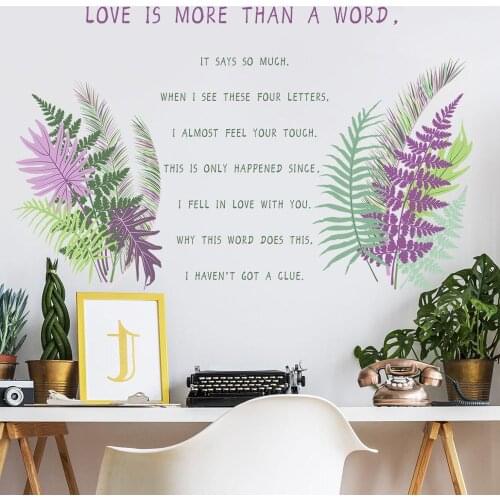 English Phrase Green Plant Wall Sticker Living Room Bedroom Background Wall Decoration wall Decal Vinyl Wallpaper Sticker