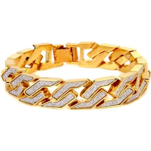 Geometric Star Shining Rhinestone Bracelet Hip Hop Mens Bracelet Rapper Luxury Jewelry Accessories Boys Party Gift