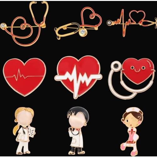 Nurse Doctor Medical Brooch Medical Love Rhinestone Stethoscope Enamel Pin To For Hospital Staff Creative Unique Gift Jewelry