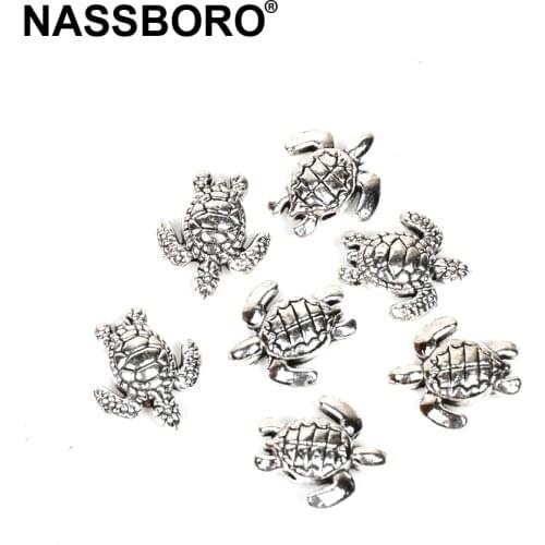 10pcs/lot Vintage Silver Alloy Animal 16X18MM Sea Turtle Spacer Beads for Bracelet Jewelry Making Metal Connected Bead Crafts