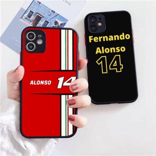 Phone Case Black Transparent Matte For IPhone 7 8 11 12 S Mini Pro X XS XR MAX Plus Cover Fernando Alonsos 14 Renault F1 Racing