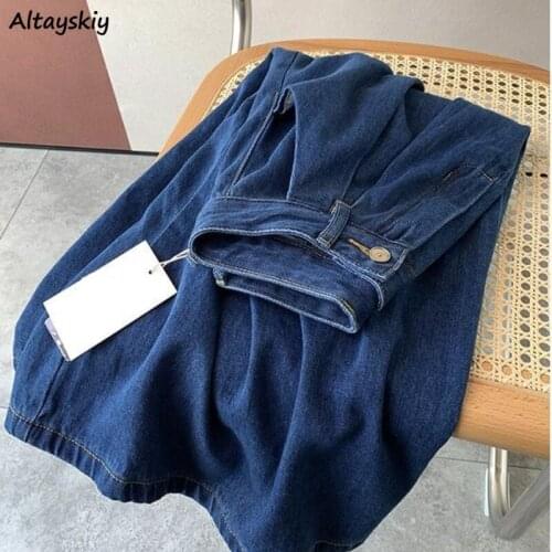 Denim Skirts Women Vintage Empire All-match Solid Minimalist Pockets Preppy Bottom Stylish Daily Popular Basic Tender Fashion