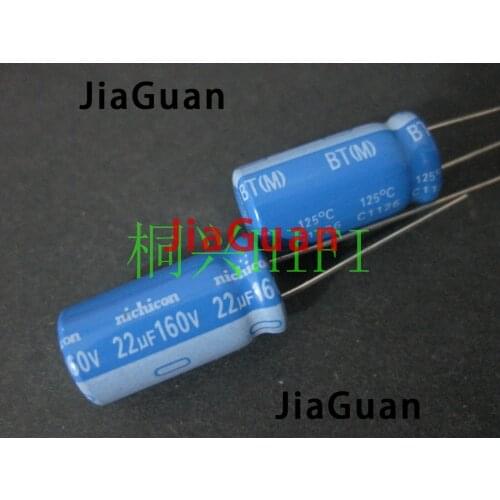 20pcs NICHICON BT 160v22uf 10x20MM electrolytic capacitor bt 125 degrees 22uF/160v military industrial capacitor 22UF 160V