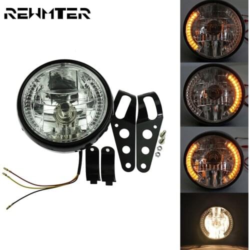Motorcycle 7" Headlight Turn Signal light Head Lamp With Braket For Harley Cafe Racer Bobber Choppers Touring Dyna For Yamaha
