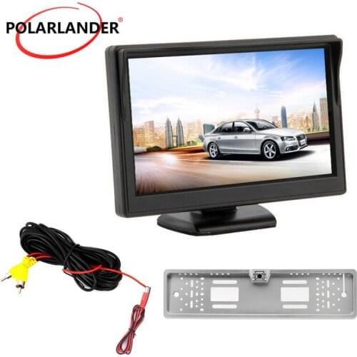 HD Desktop European License Plate Silver/Black Car Monitor 5 Inch TFT Reversing Camera LED Wireless Transmitter Parking Monitor
