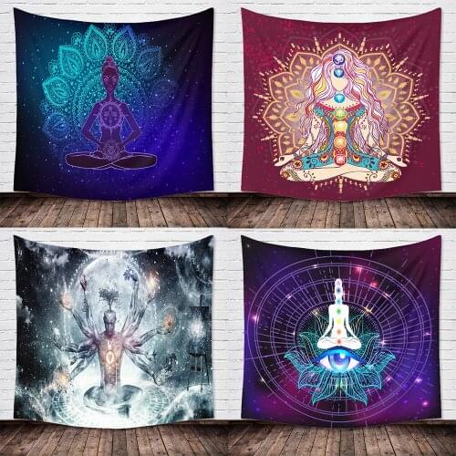 Canvas Art Indian Buddha Statue Meditation 7 Chakra Mandala Psychedelic Yoga Boho Wall Art Painting Decor Drop Shipping