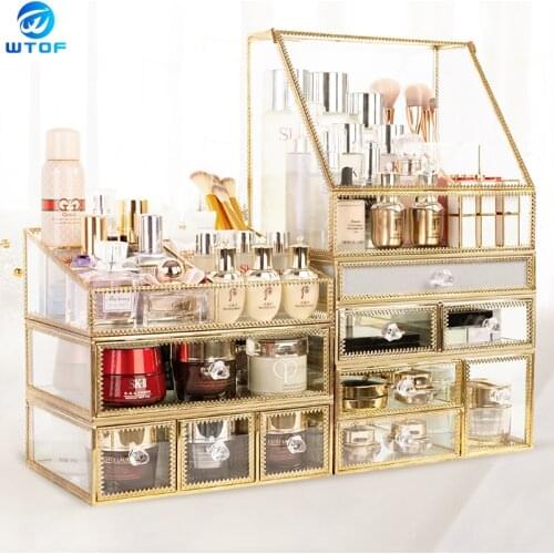 Crystal Lipstick Holder Makeup Organizer Necklace Dressing Table Makeup Brush Jewelry Sundries Storage Box Make Up Finishing Box