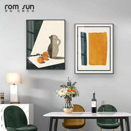 Nordic pastoral picnic Canvas Painting orange Posters and Print Minimalist decor Wall Art Pictures For Living Room Bedroom Aisle