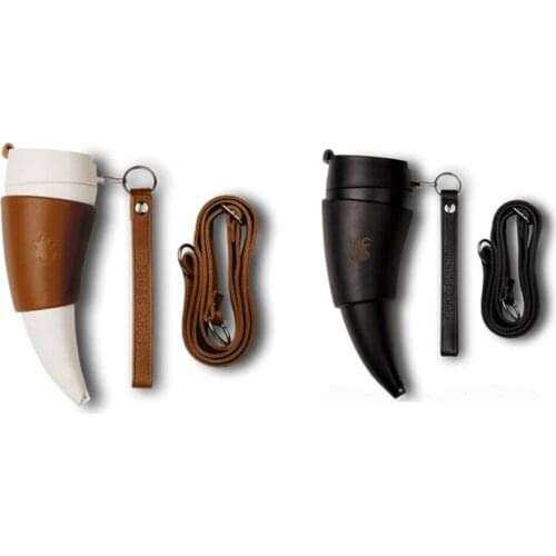 Goat Horns Coffee Mug 230ML Stainless Steel Vacuum Cup Thermos Flask Tea Cups Travel Couple Water Bottle with Rope