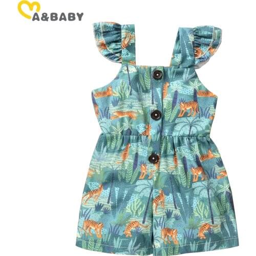 Ma&Baby 6M-6Y Summer Kid Baby Girl Jumpsuit Sleeveless Clothing Animal Print Rompers Outfits Children Costumes