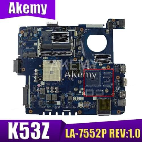 K53Z Laptop motherboard For Asus K53TA K53TK K53T K53 K53Z Test original mainboard LA-7552P REV:1.0