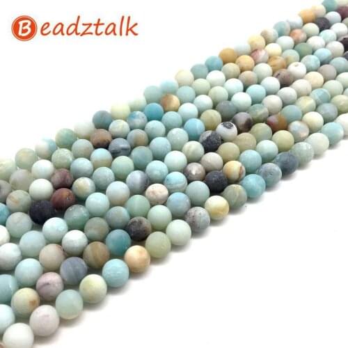 Matt Frosted Dull Polsh Natural Amazonite Stone Beads Spacer Round 4mm 6 mm 8 mm 10 mm for DIY Making Jewelry