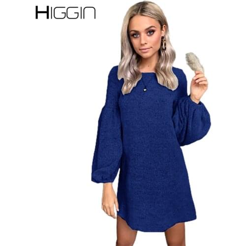Women Mini Dresses Solid Color Patchwork Long Sleeve Ladies Dress Casual Loose Female Fashion A-Line Dress For Autumn Vestidos