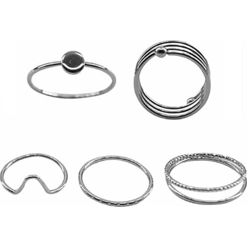 5 piece fashion dance Knuckle ring female Creative Simple Stackable cold wind simple fashion element ring index finger ring