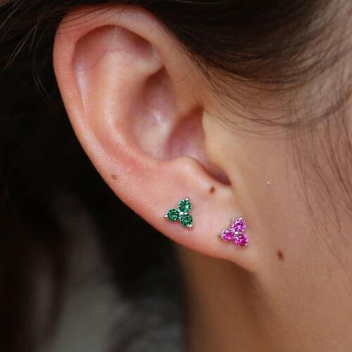 Trendy Fashion 925 sterling silver tiny Tree Bead minimal Stud Earring for Women Charms Dot Ball delicate cute elegant Jewelry