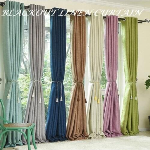 Fasion blackout linen curtains customize sizes