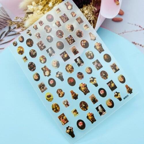 High Quality Fashion New Technology Japanese Style Nail Stickers Thin Transparent Vintage Baby Angels Frame Madonna Nail Decals