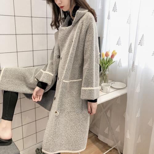 Fur 2021 New Fashion Faux Mink Fur Coats Autumn and Winter Jacket Loose Large Size Long Knit Cardigan Coat Female Thickening