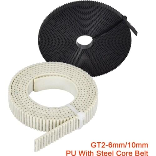 2/5 Meter GT2 PU With Steel Core Timing Belt Width 6/10MM Open Synchronous Belt Reinforce 2GT For 3D Printer Parts CR10 Kossel