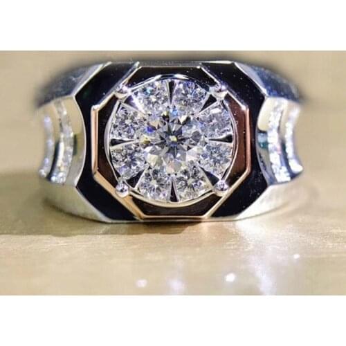 Luxury platinum filled 925 Silver natural gem ring wedding ring engagement diamond ring exquisite jewelry Christmas gift Men