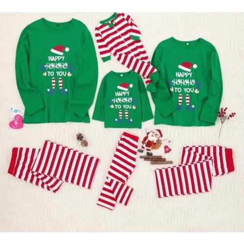Family Christmas Matching Pajamas Clothes Parent-child Outfit Adult Women Kids Baby Printed Sleepwear Nightwear Pajamas