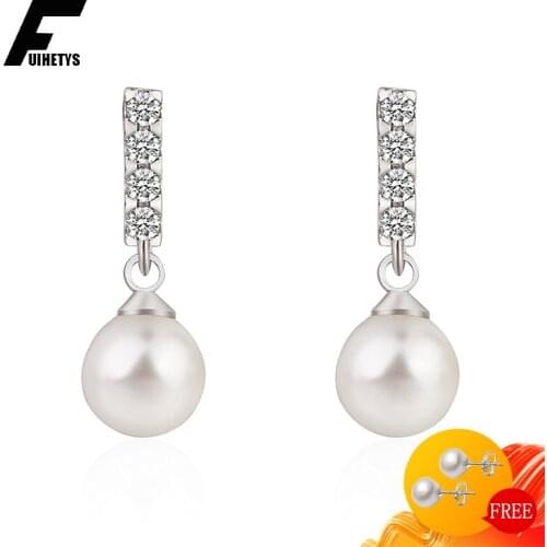 Bali Jelry Trendy Silver Women Earring 925 Jewelry Accessories Freshwater Pearl Zircon Gemstone Drop Earrings Wedding Engagement