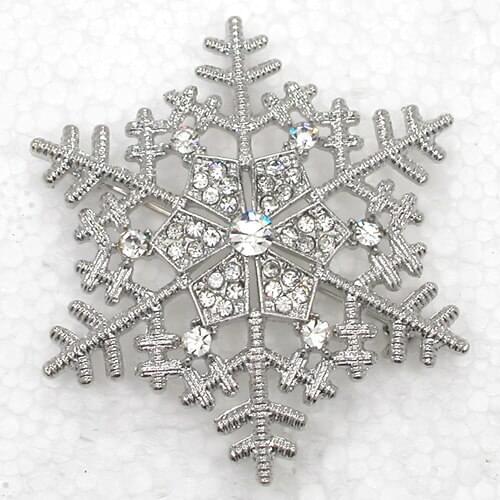 Rhinestone Christmas Snowflake Pin Brooch Pendant 12 Pieces/batch Wholesale Low Price